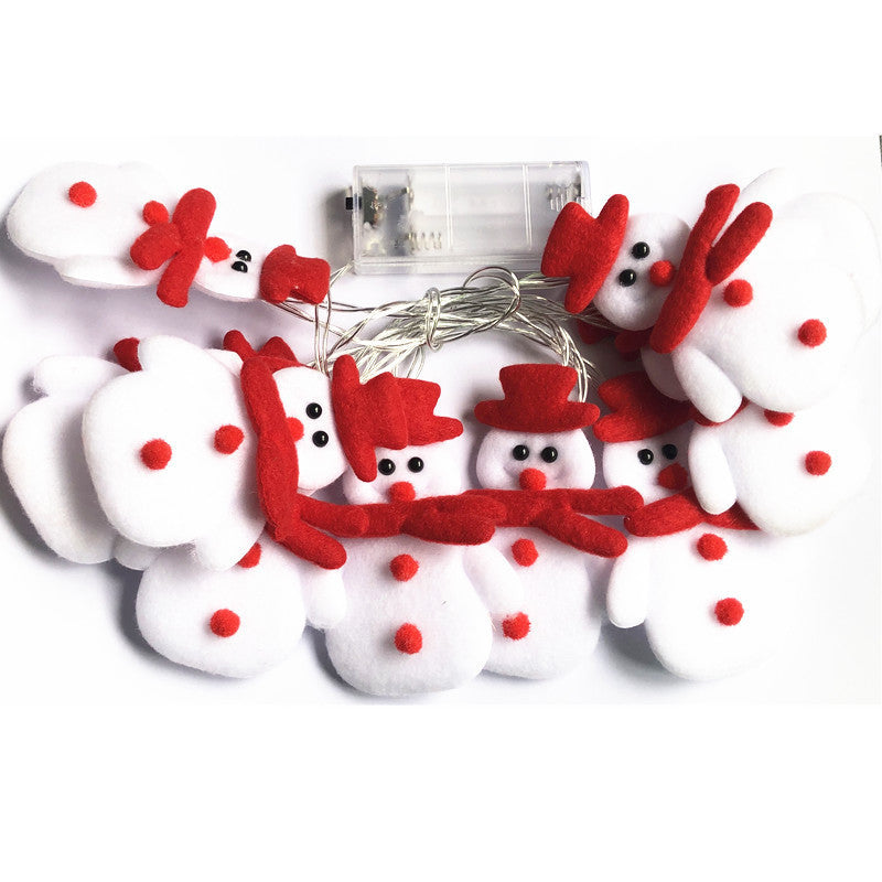Plush Snowman LED String Lights – Warm White, Battery or USB