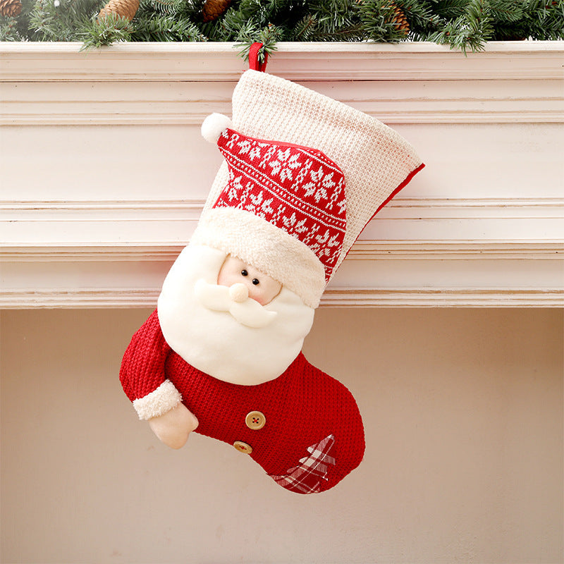 Knitted Christmas Stocking – Red & White