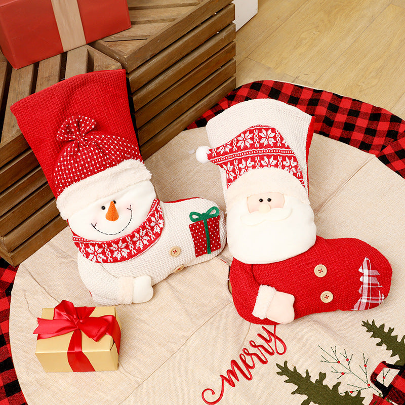 Knitted Christmas Stocking – Red & White