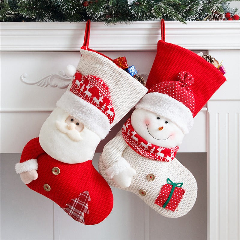 Knitted Christmas Stocking – Red & White
