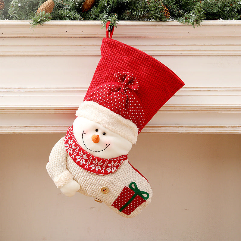 Knitted Christmas Stocking – Red & White