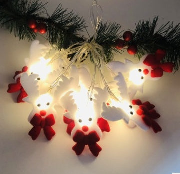 Plush Snowman LED String Lights – Warm White, Battery or USB