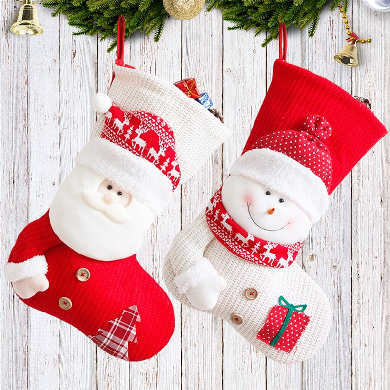 Knitted Christmas Stocking – Red & White