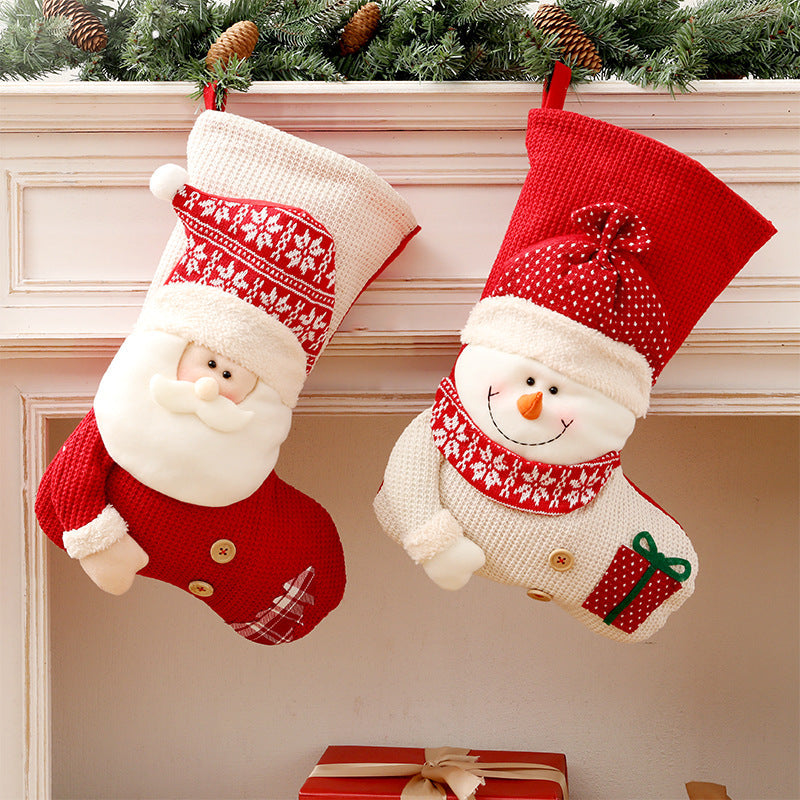 Knitted Christmas Stocking – Red & White