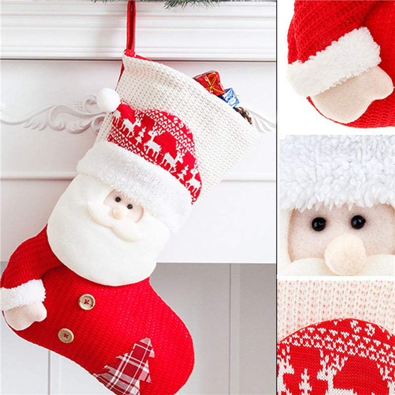 Knitted Christmas Stocking – Red & White