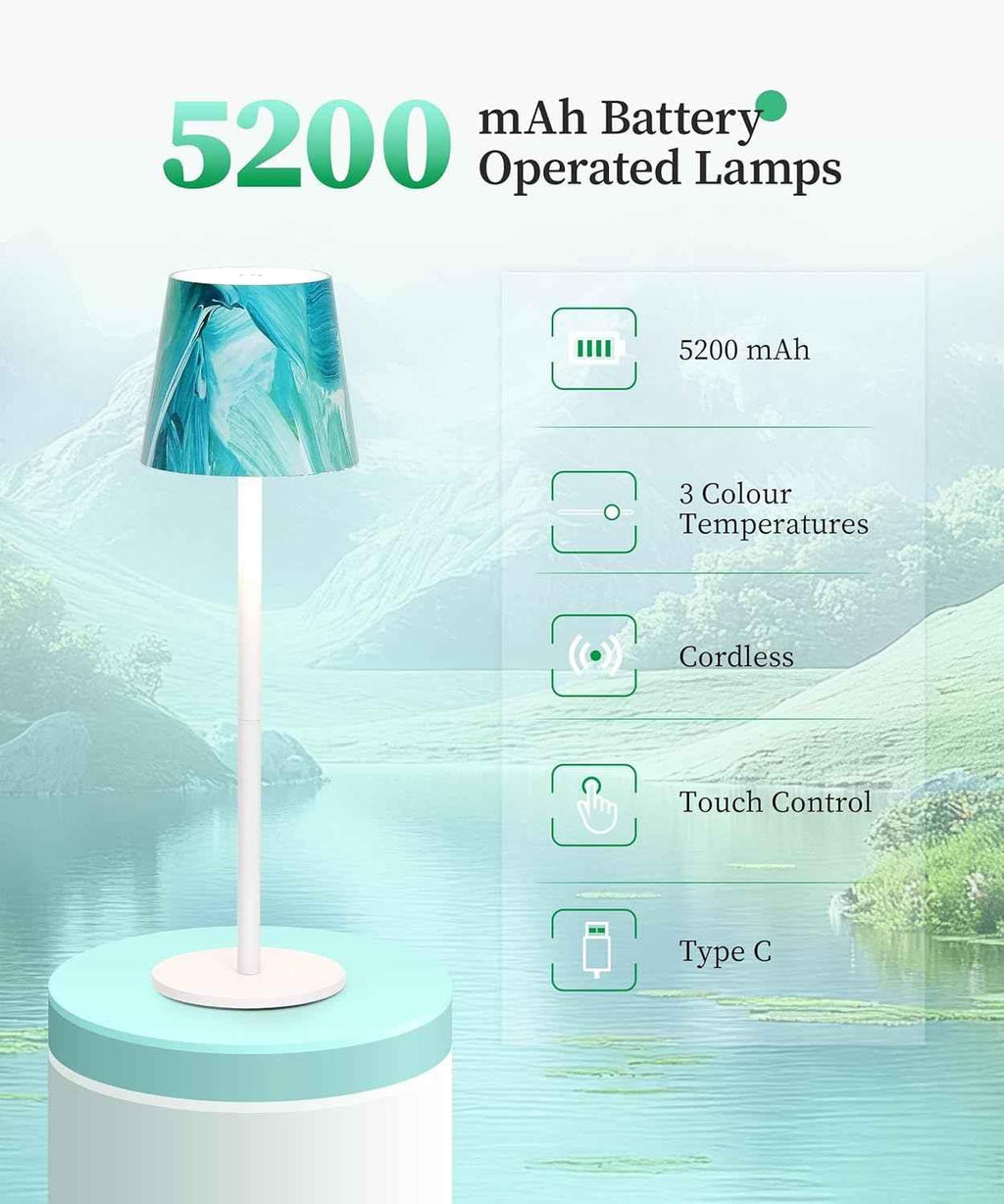 Cordless Rechargeable LED Table Lamp – Touch Dimmable, Various Colours