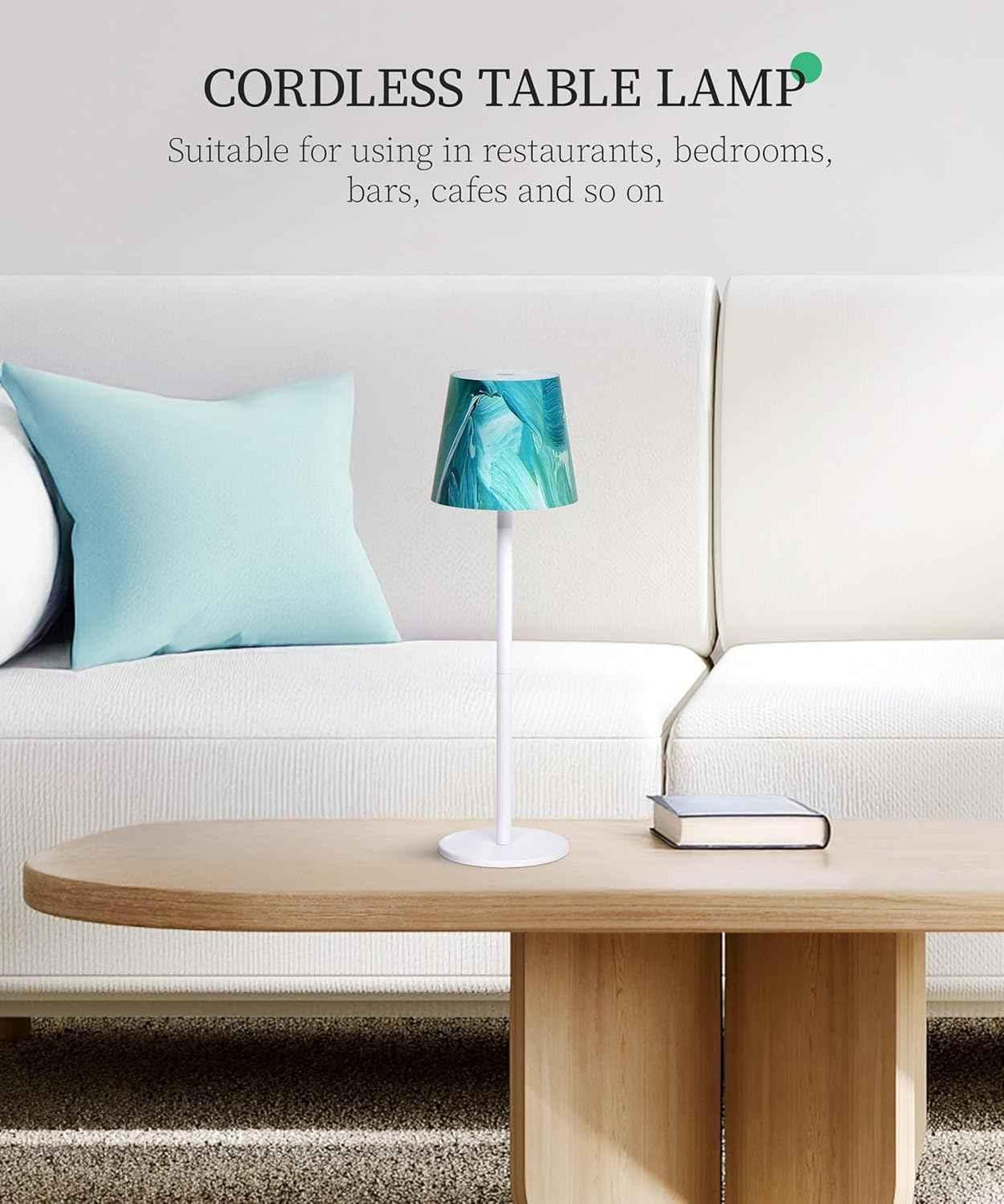 Cordless Rechargeable LED Table Lamp – Touch Dimmable, Various Colours
