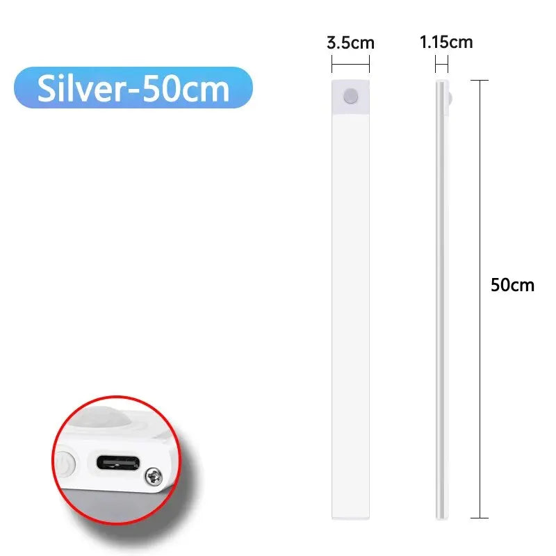 Rechargeable Motion Sensor LED Cabinet Light – USB-C, Multiple Sizes