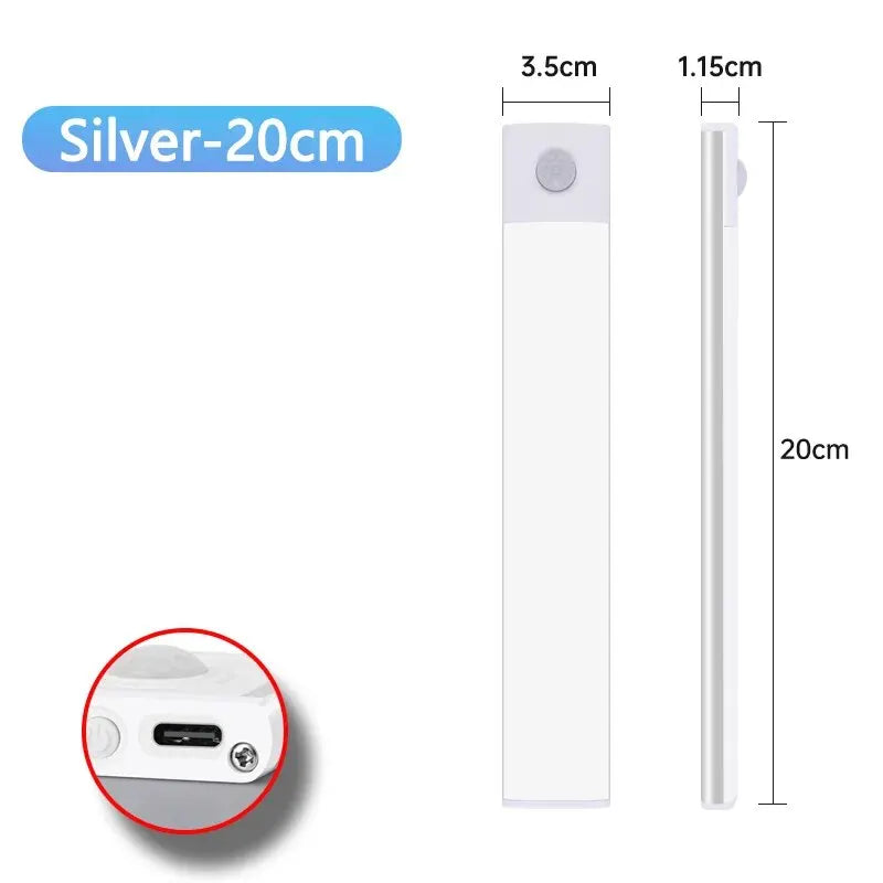 Rechargeable Motion Sensor LED Cabinet Light – USB-C, Multiple Sizes