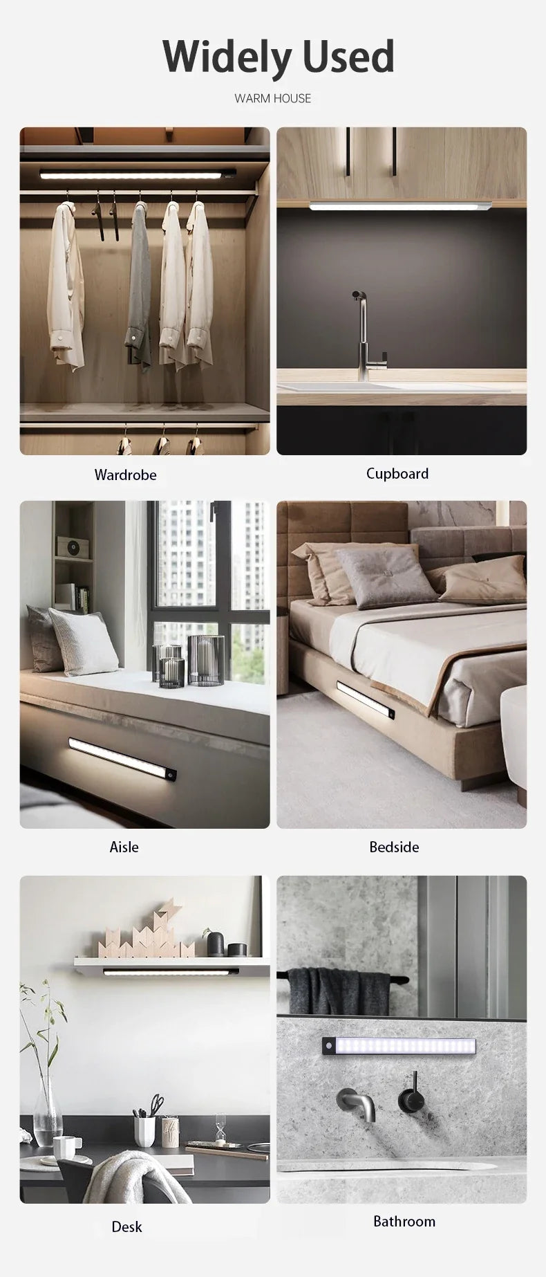 Wireless Rechargeable Motion Sensor Cabinet Light – USB LED Bar