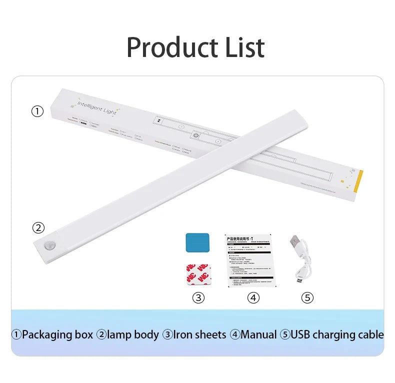 Wireless Rechargeable Motion Sensor Cabinet Light – USB LED Bar