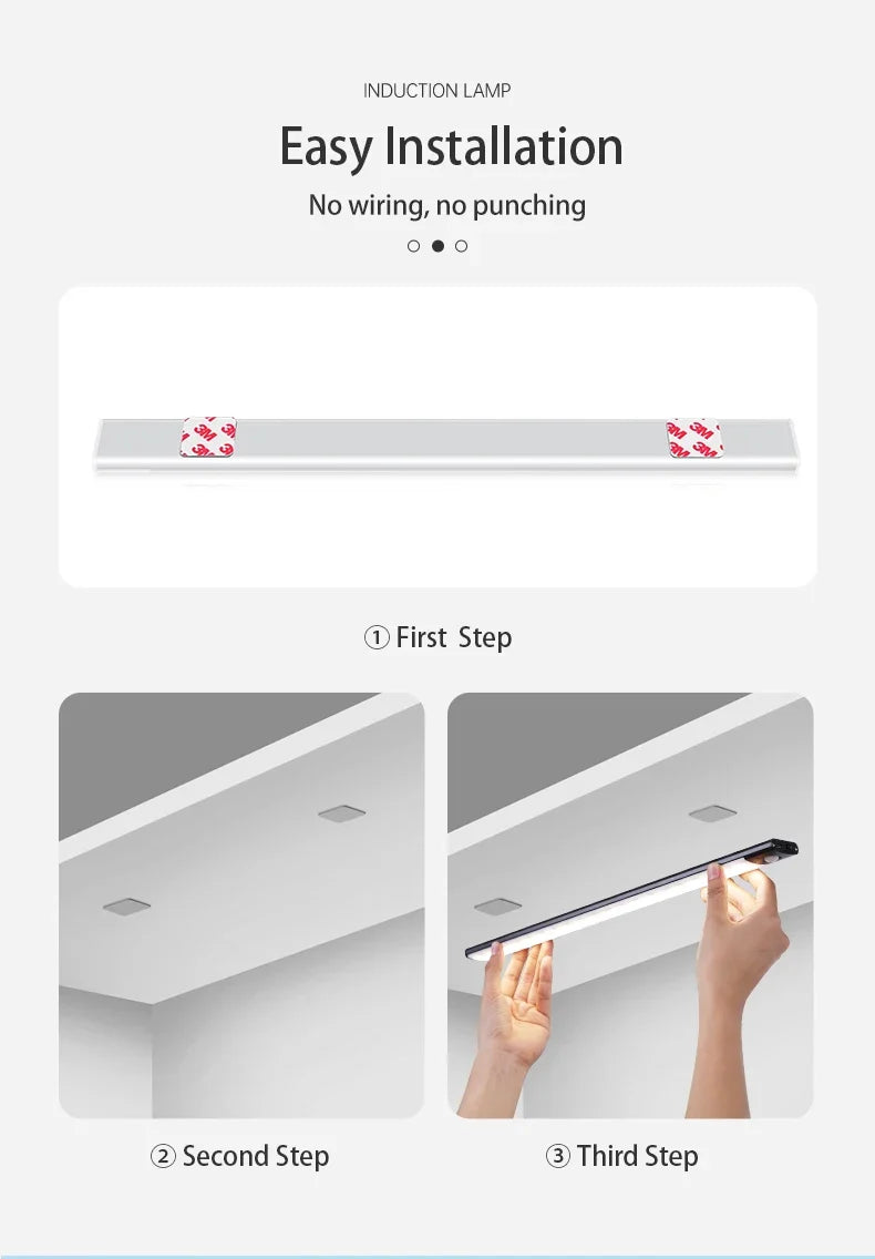 Wireless Rechargeable Motion Sensor Cabinet Light – USB LED Bar