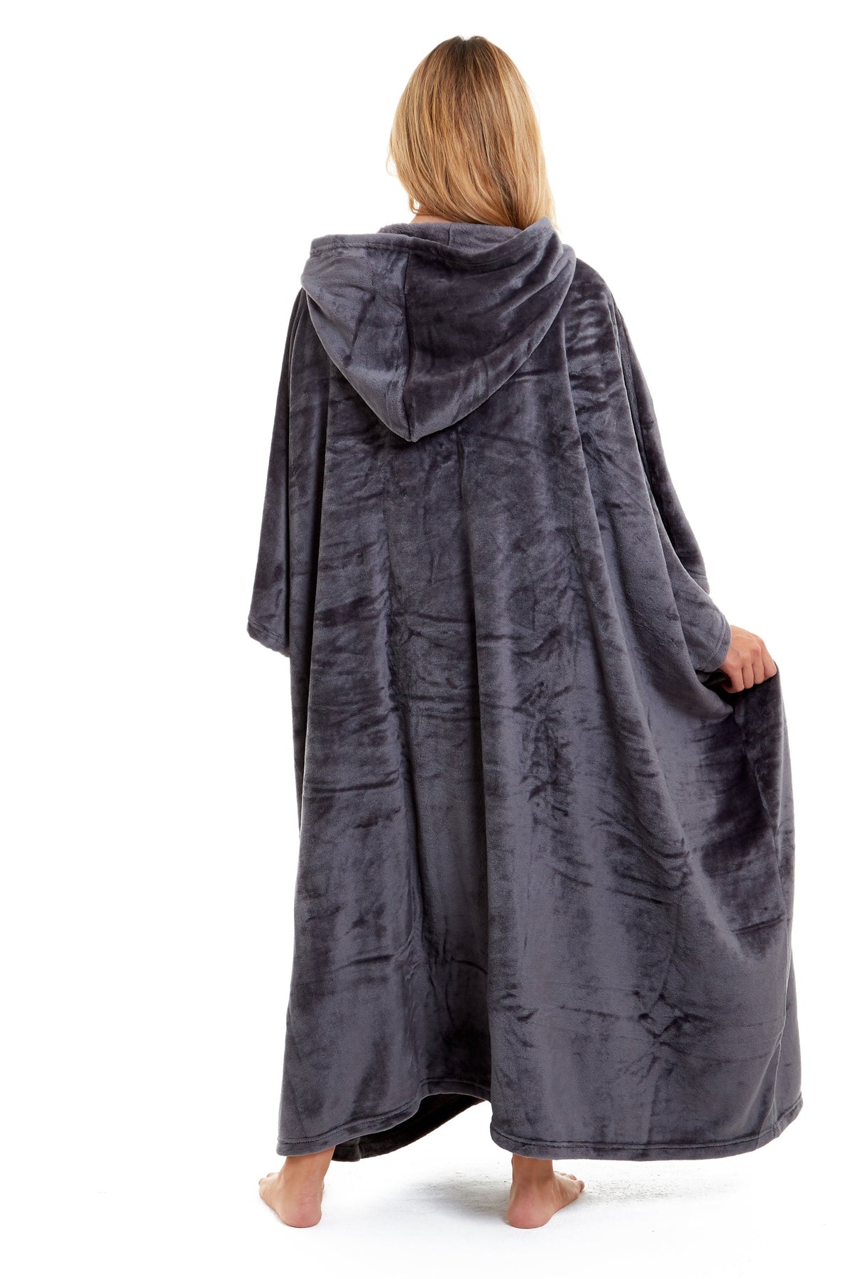 Olivia Rocco Women's Hooded Poncho Blanket – Navy & Charcoal