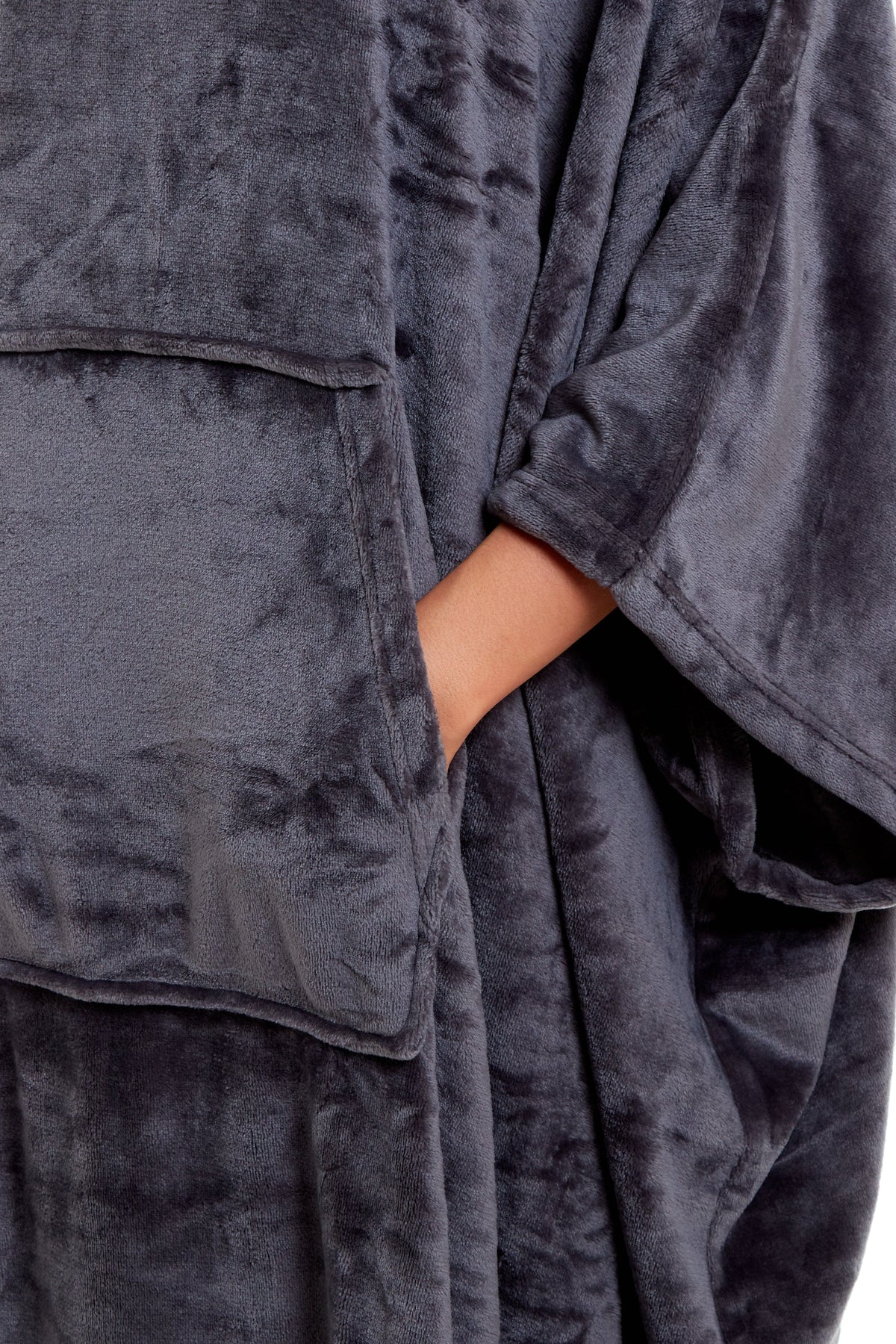 Olivia Rocco Women's Hooded Poncho Blanket – Navy & Charcoal