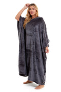 Olivia Rocco Women's Hooded Poncho Blanket – Navy & Charcoal