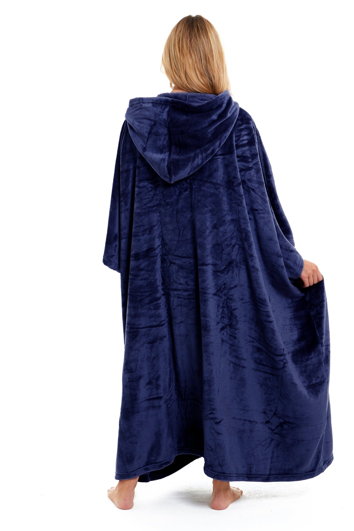 Olivia Rocco Women's Hooded Poncho Blanket – Navy & Charcoal