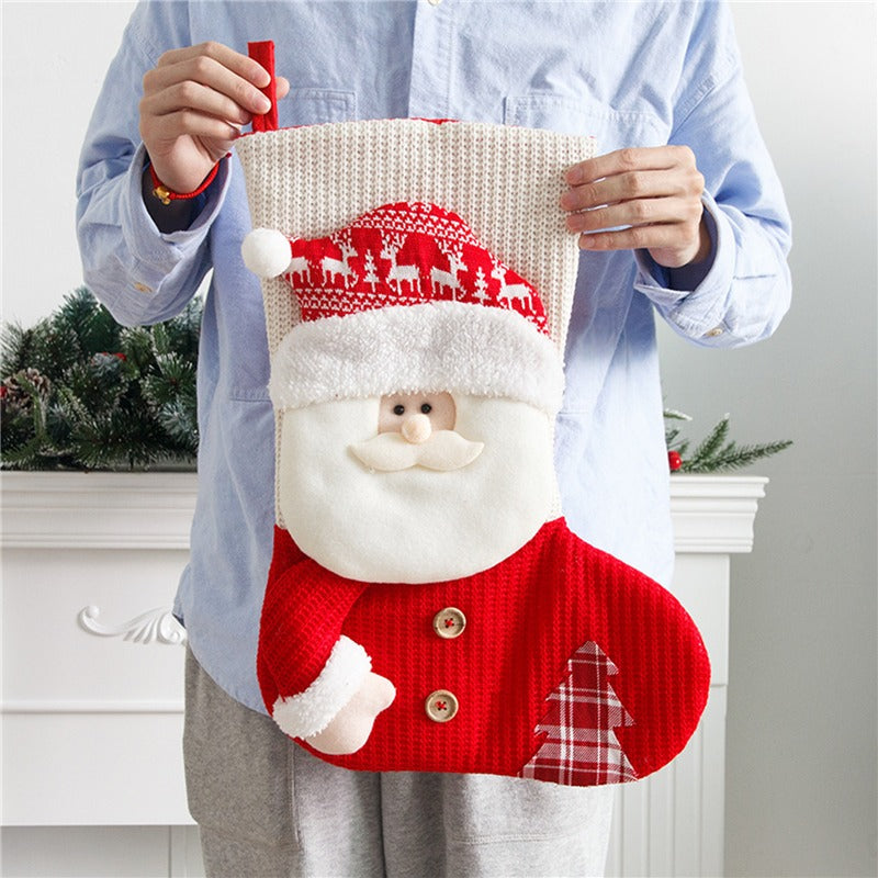 Knitted Christmas Stocking – Red & White