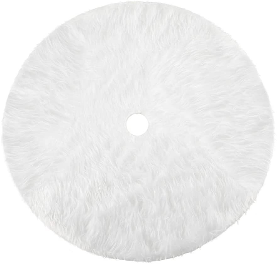 White Faux Fur Christmas Tree Skirt – 78–150cm