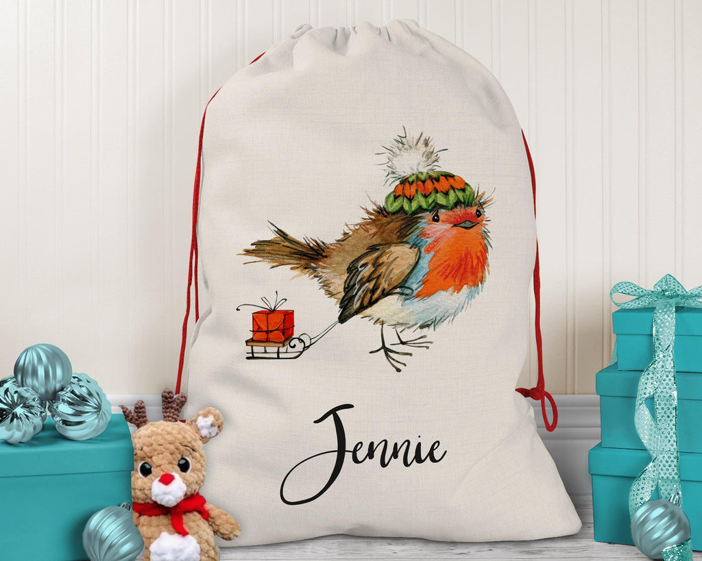 Personalised Christmas Sack – Robin & Sledge
