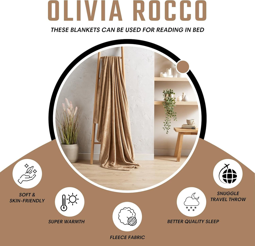 Olivia Rocco Ultra-Soft Flannel Fleece Throw Blanket – Sofa & Bed